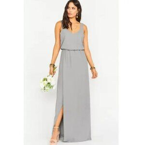 Show Me Your Mumu Sleeveless Kendall V-Neck Maxi Dress Soft Charcoal Crisp NWT